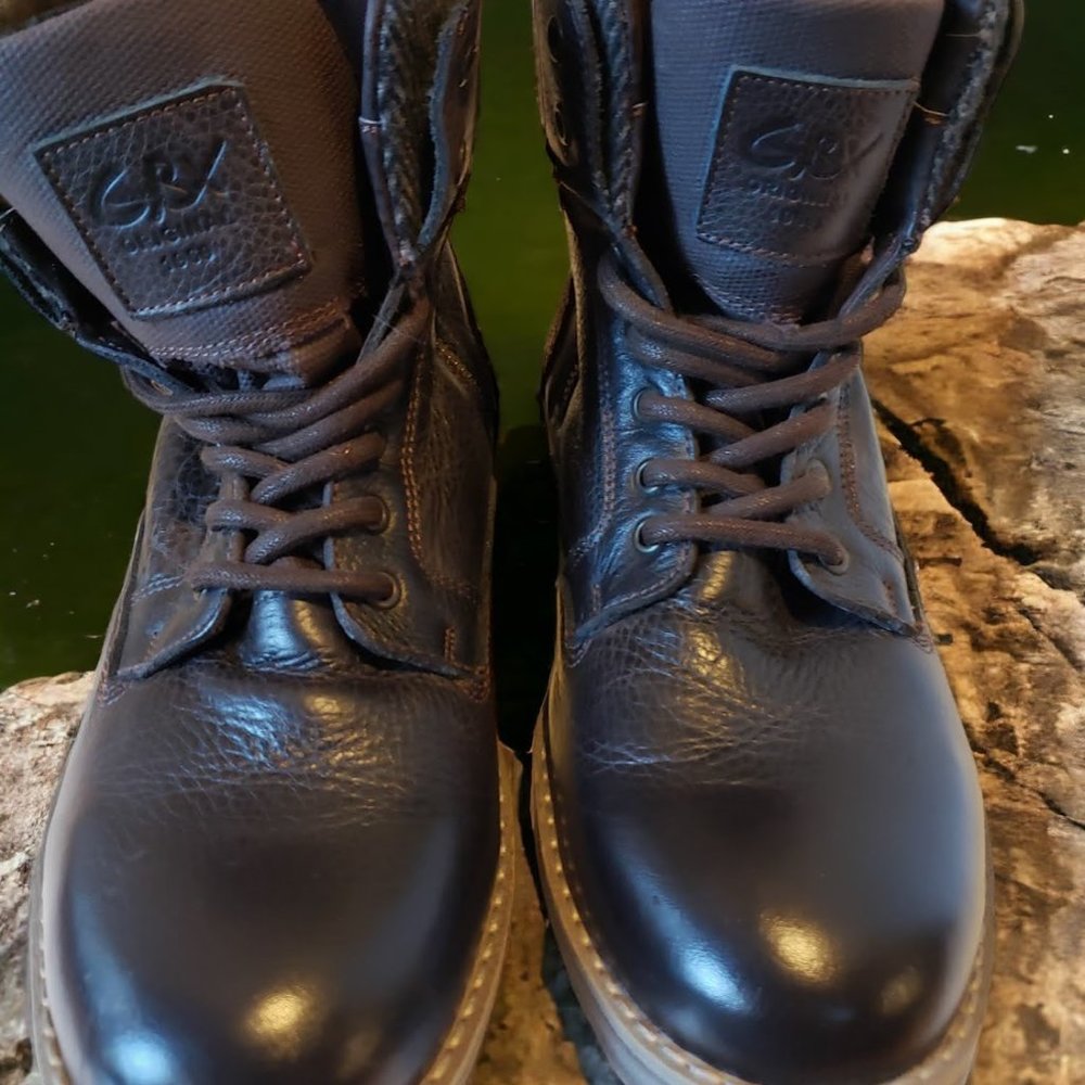 Men's Leather GBX Original Brown Zipper & Lace Boots Slightly Used Size 9